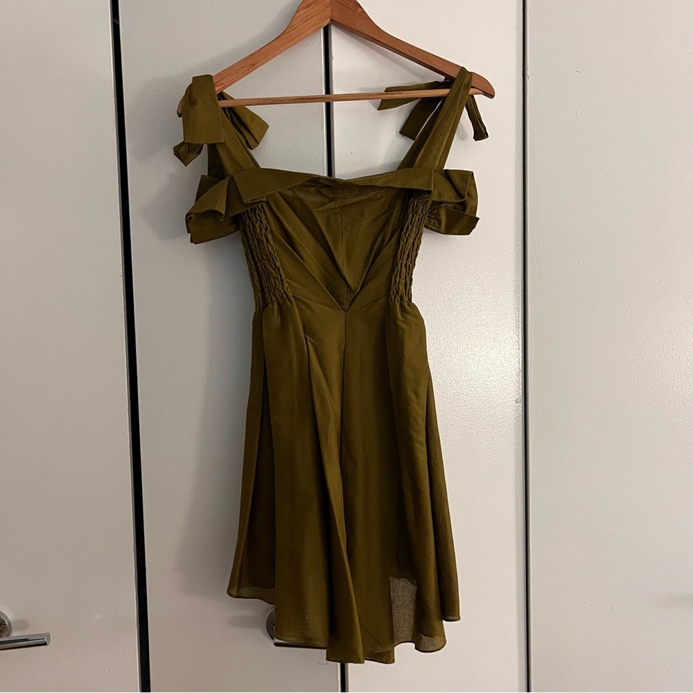 Italian Olive Green long shirt / mini dress - Picture 2 of 3
